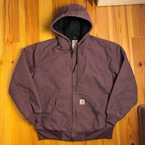Carhartt Purple Duck Canvas Zip Hooded Jacket WJ130 DPM Womens Large Y2K